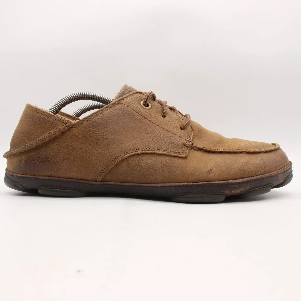 Olukai Hamakua Poko Men's Size 11 Lace Up Brown Leather Shoe
